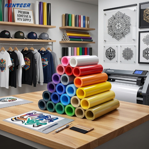 Vinyle thermocollant PVC personnalisé haute température pour transfert à chaud, film textile HTV en rouleau pour impression sur T-shirts et vêtements - Product Image 1