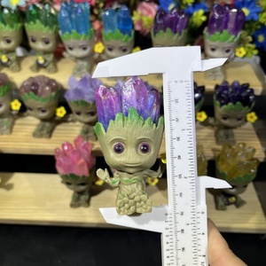 Figurines de dessin animé <span class=keywords><strong>Groot</strong></span> en cristal sculpté, mignonnes et guérisseuses, avec dents à aura, pour la décoration - Vente en gros - Product Image 4