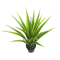 CHUANGFA 110cm Arbre artificiel d'Agave en fer vert à bords jaunes pour la décoration de bureau pour les anniversaires et les pâques en PE