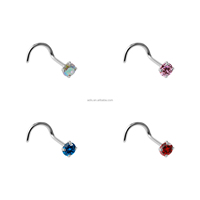 Clous de nez en acier inoxydable poli miroir plaqué zircon, bijoux de piercing tendance, anneau de narine pour femme