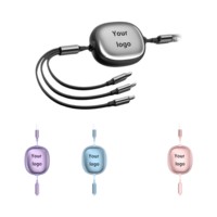 Câble de charge USB rétractable 3-en-1 personnalisé avec logo, 100W, bidirectionnel, télescopique, charge rapide 6A pour plusieurs imprimantes, TPE