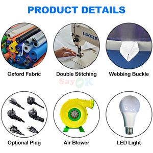 Sayok, maceta <span class=keywords><strong>de</strong></span> flores inflable gigante, decoración comercial, luz LED, flor rica inflable con Base - Product Image 6