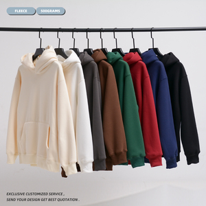 Unisex 500g Pullover Hoodie Embroidered Heavyweight <b>Fleece</b> <b>Sweatshirt</b> with Drop Shoulder Pocket Winter Puff Printing Design - Product Image 2