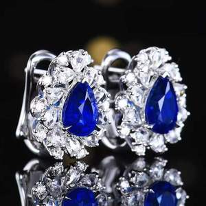 3.21ct Pear Cut Royal <b>Blue</b> Sapphire <b>Stud</b> <b>Earrings</b> 18K Gold 40pcs 1.027ct Diamonds Vivid Fire Natural Sapphire Fine Jewelry - Product Image 6