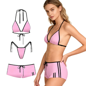 Customizable Sports Style Clashing <strong>Swimwear</strong> <strong>Manufacturer</strong> Women's Eco Friendly Bikini Custom Logo Bikini Shorts 3 Piece Set - Product Image 4