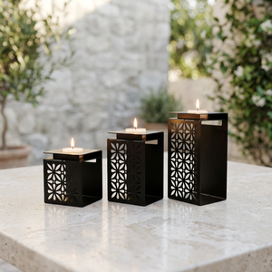 Wholesale Unique Style Black Metal <b>Tea</b> <b>Light</b> Candle Holders with Custom Cutwork for Home Decoration - Product Image 1