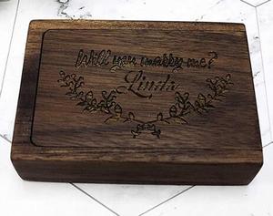 Boîte à bijoux de rangement en bois Boîte à bagues de mariage en bois <span class=keywords><strong>vintage</strong></span> Boîte à bagues d'échange de cérémonie - Product Image 4