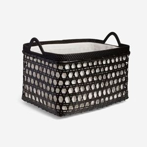 YH YH-ORG3-45 Hexa Rattan Storage Baskets Foldable Multiple Section PP Bamboo Fabric Wicker <b>Plastic</b> <b>Kitchen</b> Bathroom Use Black - Product Image 5