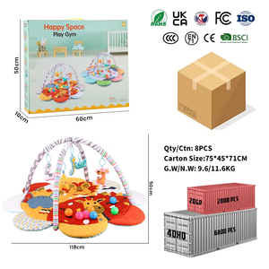 Manta de Juego Plegable con Forma de Flor y Diseño de Animales de Dibujos Animados, Colgante, con 20 Bolas Oceánicas, Tapete de Gimnasio para Bebés - Product Image 6