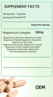 Complexe de magnésium OEM 500 mg, 90 capsules, complément alimentaire pour le soutien musculaire et nerveux des adultes