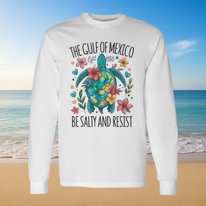 T-shirt à manches longues Gulf Of Mexico Turtle pour adulte, unisexe, col rond, impression numérique, promotionnel - Product Image 3