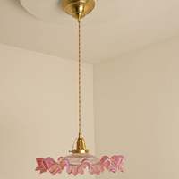 Lampe suspendue de plafond de cuisine en verre artisanal rose moderne, forme unique, pour restaurant, salon