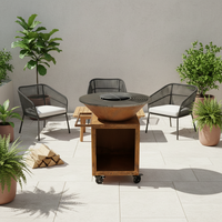 Grils robustes de haute qualité Bbq extérieur charbon de bois couleur rouille Corten Steelbowl foyers avec stockage de bûches
