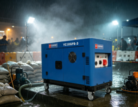 Générateur diesel silencieux 10 kW, type silencieux, 11 kW max, portable, bicylindre en V, avec AVR, réservoir de 25 L, 230 V, 400 V, 50 Hz