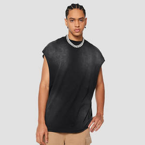 Venta caliente de algodón sin mangas lavado con ácido camiseta sin mangas gimnasio para hombre camisetas sin mangas Vintage impresión personalizada camiseta sin mangas de gran tamaño - Product Image 1