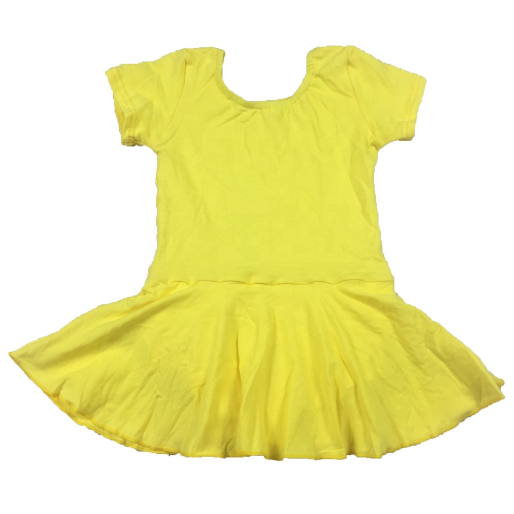 Оптовая продажа, Лидер продаж, желтое хлопковое балетное трико с юбкой для маленьких девочек