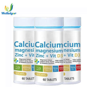 Tabletas de Calcio, <span class=keywords><strong>Magnesio</strong></span>, <span class=keywords><strong>Zinc</strong></span> + Vitamina D3, Apoyo para la Salud Ósea, la Función Muscular y el Sistema Inmunitario, 60 Tabletas por Botella - Product Image 1