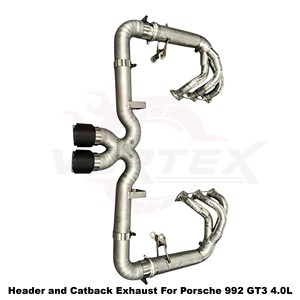 Vortex Bespoke Sport Sound Stainless <b>Exhaust</b> With Carbon Tips & Vacuum Valve Fits Porsche 992 GT3 4.0L - Product Image 2