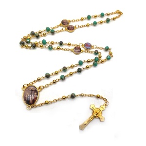 Commerci all'ingrosso Placcato Oro Dei Monili Variopinti Piccole Perle di Cristallo con Ciondolo Croce <span class=keywords><strong>Rosario</strong></span> per Regali Cattolici Fornitore - Product Image 5