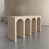 Goldtop Design Pierre Naturelle Travertin de Luxe en Pierre Naturelle avec Onyx Tables Consoles Meubles de Maison Table pour le Salon