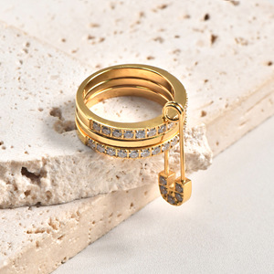 Nhẫn nữ kiểu Pháp cổ điển sang trọng, đính zircon, thép không gỉ, thời trang cá tính, nhẫn cao cấp với ghim cao cấp - Product Image 3