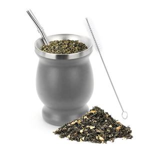 Gobelet Portable en acier inoxydable à Double paroi de 8oz, gobelet en forme de <span class=keywords><strong>gourde</strong></span>, gobelet à thé avec <span class=keywords><strong>paille</strong></span> Bombilla - Product Image 5