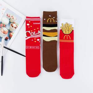 <span class=keywords><strong>Chaussettes</strong></span> pour femmes en coton personnalisées Designer Fashion Art School logo Fabricant Original Food French Fries Cake Crew - Product Image 3