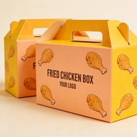 Boîte à emporter en papier pour poulet frit avec logo personnalisé, impression numérique, emballage alimentaire pour snacks, boîte avec poignée
