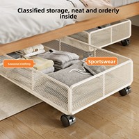 Boîte de rangement rectangulaire sous lit avec tiroir coulissant plat, meuble sous téléviseur, meuble sous canapé, rangement à chaussures sur roulettes
