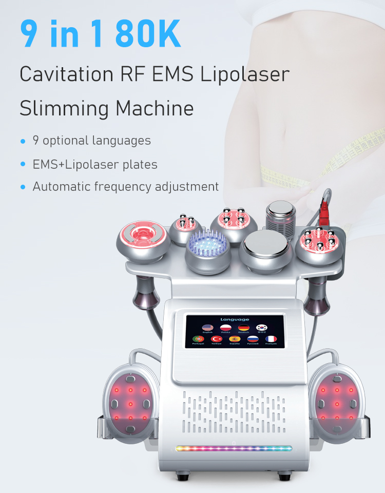 9 In 1 Nd Yag Laser Lipo Cavitation Machine With 80K Cavification, RF EMS, And Cellulite Removal