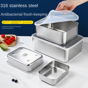 Nhật Bản Phong Cách 316 Thép Không Gỉ Tủ Đông Box Với PP Nắp Tươi Giữ Thực Phẩm Hình Chữ Nhật Hộp Lưu Trữ - Product Image 5