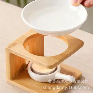 Nouvelle lampe brûle-parfum en bois transfrontalière / brûleur de bougies à huiles essentielles en céramique pour la maison, la chambre, le salon - Product Image 5
