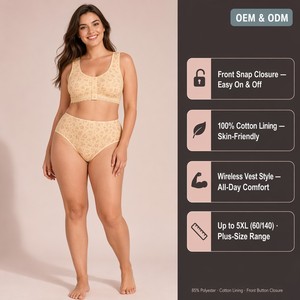 Reggiseni in <span class=keywords><strong>Cotone</strong></span> Senza Cuciture <span class=keywords><strong>100</strong></span>% <span class=keywords><strong>Cotone</strong></span>, Coppe Grandi, Taglie Forti, Chiusura Frontale, Senza Ferretto, Copertura Totale con Fodera in <span class=keywords><strong>Cotone</strong></span> - Product Image 3