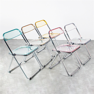 Silla plegable de plástico transparente moderna, asiento apilable fantasma de acrílico transparente, adecuado para sala de estar, comedor - Product Image 2