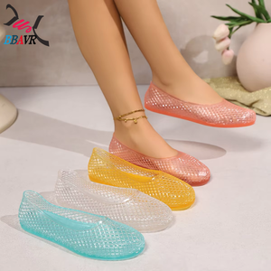 Zapatos de PVC Tipo Jelly para Mujer, Transpirables, Antideslizantes, Estilo Bailarina, para Exteriores, Primavera 2025, Pantuflas Transparentes Suaves - Product Image 1