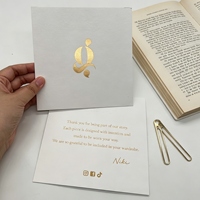 Cartes de remerciement personnalisées avec logo en feuille d'or, cartes de vœux gaufrées et débossées en feuille d'or blanc mat, cartes de remerciement professionnelles