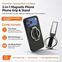 Support de téléphone magnétique en métal ZJ-M05 2-en-1 pliable pour voiture, bureau et usage quotidien, compatible avec tous les téléphones