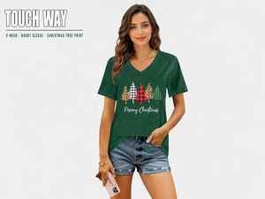 Cute <strong>Christmas</strong> <strong>T</strong>-<strong>Shirt</strong> <strong>for</strong> <strong>Women</strong> Merry <strong>Christmas</strong> V-Neck Short Sleeve <strong>T</strong>-<strong>Shirt</strong> - Product Image 3