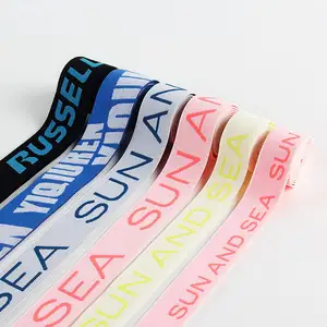 Factory Custom Multi-color Custom Logo Pattern Printed Jacquard Webbed Elastic Band Underwear Sports Elastic Ribbon Jacquard