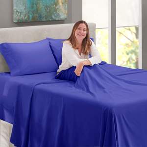 Juego de Sábanas Azul Rey para Cama Matrimonial, 3 Piezas, 100% Algodón Satinado, 800 Hilos, Resistente a la Decoloración, para Uso Doméstico - Product Image 5