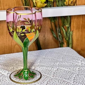 오스트리아 레트로 크리스탈 레드 와인 잔, 로브 마이어 핑크 골드 실라부브 잔, 아르누보 스타일 고블렛 클래식 샴페인 잔 - Product Image 4