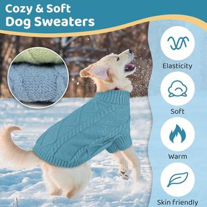 Suéter de punto trenzado clásico de cuello alto para perros pequeños Queenmore, grueso y cálido para clima frío, ideal para Navidad, para <span class=keywords><strong>Chihuahua</strong></span>, Bulldog, Dachshund - Product Image 4