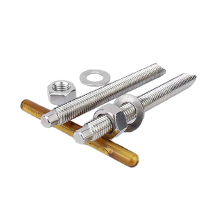 Boulon d'ancrage <span class=keywords><strong>chimique</strong></span> en acier au carbone GB haute résistance, brillant, non revêtu, marque QS, pour accessoires de construction de murs rideaux, diamètre - Product Image 1