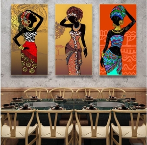 Arte <span class=keywords><strong>de</strong></span> Pared Étnico Africano Vintage, 3 Piezas, Impresiones en Lienzo <span class=keywords><strong>de</strong></span> Mujer Negra Pintadas <span class=keywords><strong>al</strong></span> Óleo, <span class=keywords><strong>Cuadros</strong></span> Decorativos para Sala <span class=keywords><strong>de</strong></span> Estar - Product Image 1