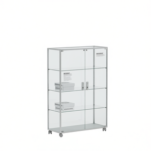 ตู้โชว์โครงอะลูมิเนียม 95x37x140 ซม. สีขาว พร้อมกระจกนิรภัยและประตูล็อคได้สำหรับตู้โชว์ - Product Image 2