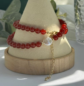 <span class=keywords><strong>Collana</strong></span> Girocollo da Donna con Corniola e <span class=keywords><strong>Perle</strong></span> Barocche d'Acqua Dolce, <span class=keywords><strong>Collana</strong></span> Minimalista con Pietre Preziose, <span class=keywords><strong>Collana</strong></span> con Corniola Rossa 7A - Product Image 4