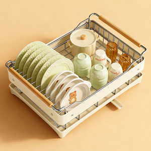 Égouttoir à vaisselle en acier inoxydable blanc 2026 pour évier de cuisine, support de rangement pour assiettes et ustensiles - Product Image 3