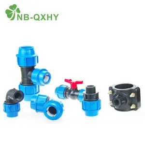 High Quality All Sizes PVC PP Compression Fittings HDPE Pipe PN16 PP Clamp Saddle with Reforcing Ring for Indutry Use