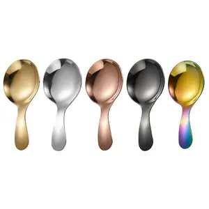 3.5 Inches Stainless Steel Teaspoon Small Metal Measuring Spoons Loose Leaf Tea Spoon Scoop Espresso Coffee Dessert Tea Scoops