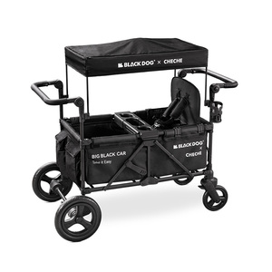 BLACKDOG & <span class=keywords><strong>CHECHE</strong></span> Poussette de camping-car en plein air pour chien noir Chariot polyvalent de pique-nique de grande capacité - Product Image 1
